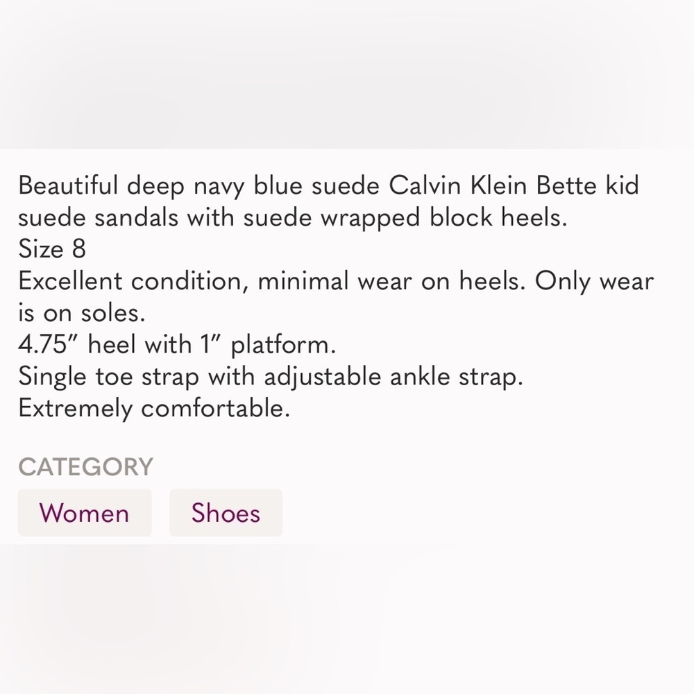 Calvin Klein Bette Suede Block Heels navy blue 8.5 excellent condition - Picture 9 of 9